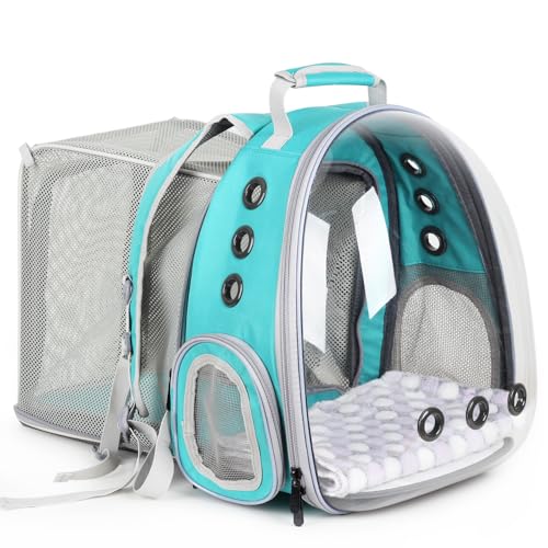 Lollimeow Bubble Expandable Cat Backpack Pet Travel Carrier for Cats and Dogs (Square Expandable-Green) - Square Expandable-Green