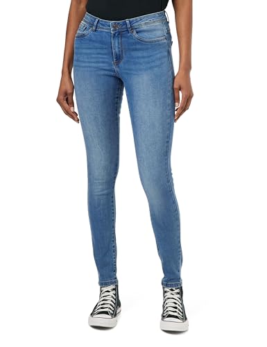 VERO MODA Tanya Mid Rise Skinny Jeans - L / 30L - Medium Blue Denim