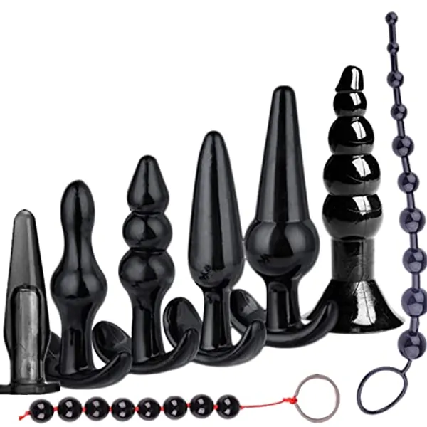 NICEYEA Analplug Set Frauen Analkette 8 Stück Buttplug Silikon Analplugs Plugset sex Weiches Anal Dildo Sextoyset für Damen Herren Paare Anfänger Frau Analplugs Klein,Mittel,Groß - A-S