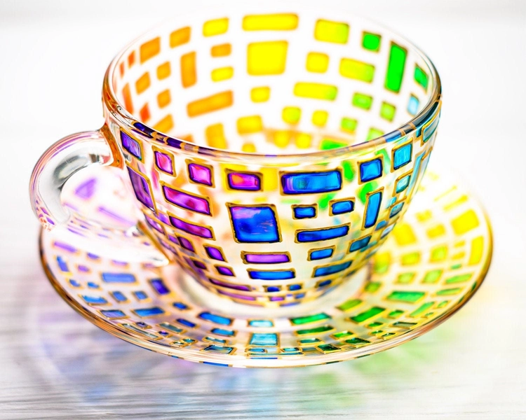 Colorful Tea Cup and Saucer Set