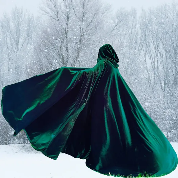 Emerald Velvet Dark Green ~ Full Circle Cloak w/Large Hood - Customized Cloak