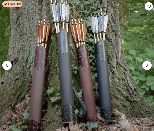 Elven Archery Quiver, Medieval Leather Quiver, LARP Cosplay, Renaissance Fair, Fantasy - (AB) 