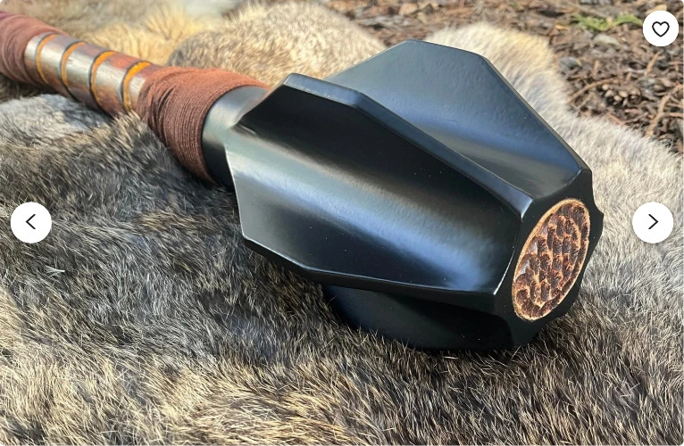 Medieval Mace Renaissance Faire Costume Mace Hand Painted Wood Carved Battle Mace Cosplay Weapon Hand Carved Wood Carbon Steel Mace Rustic 