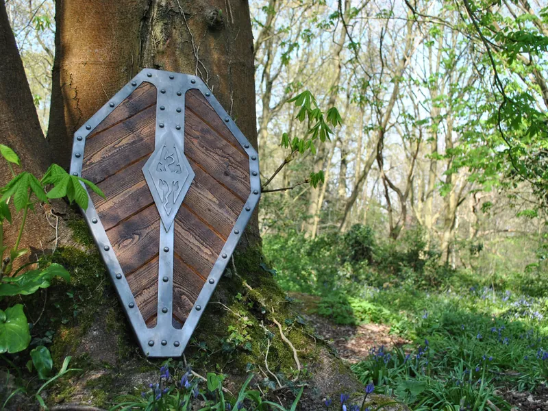 Steel, Wood and Leather Imperial Light Shield replica Roman Norse Viking Medieval Fantasy Oblivion Morrowind Metal Wooden