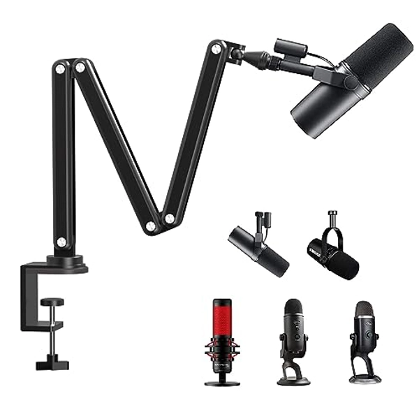 FULAIM Boom Mic Arm, 360° Rotatable, Adjustable & Foldable Desk Microphone Arm Stand, Sturdy Aluminum Alloy Mic Arm for Podcast, Streaming, Gaming, Home Office, Recording, Studio