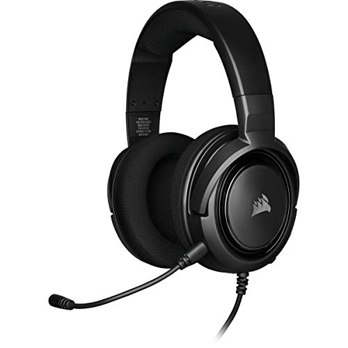 Corsair HS35 STEREO Auriculares Multiplataforma Ligeros con Cable para Juegos - Micrófono Desmontable - Controladores de Neodimio - PC, PS5, PS4, Xbox, Nintendo Switch, Móvil - Carbono - Negro - HS35 Stereo - Auriculares