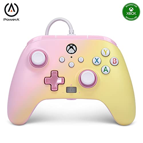 Mando con cable mejorado de PowerA para Xbox Series X|S - Limonada rosa - Limonada rosa
