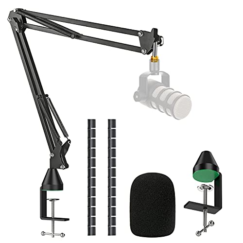 YOUSHARES Rode Podmic Stand with Pop Filter - Professional Heavy-duty Microphone Boom Arm with Foam Windscreen Improve Recording Quality - Mic Stand_K1NB35