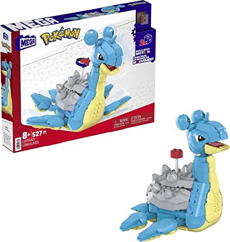 MEGA Pokémon Action Figure Building Toys Set for Kids, Lapras with 527 Pieces and Motion, Buildable and Poseable, 7 Inches Tall