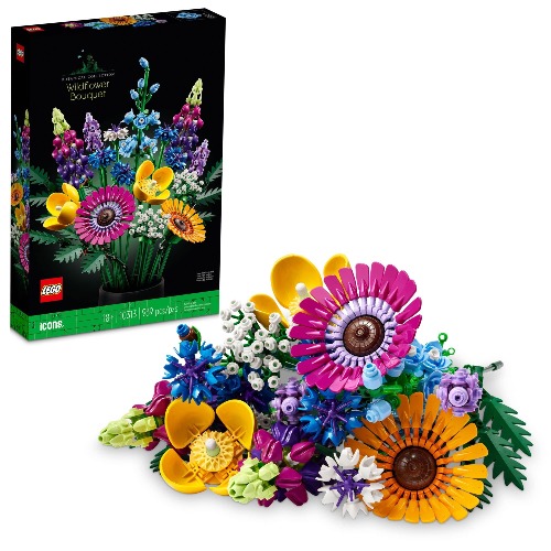 LEGO Icons Wildflower Bouquet 10313 Artificial Flowers with Poppies and Lavender, Valentines Day Gift for Adults, Unique Home Décor, Botanical Collection (939 Pieces) - 