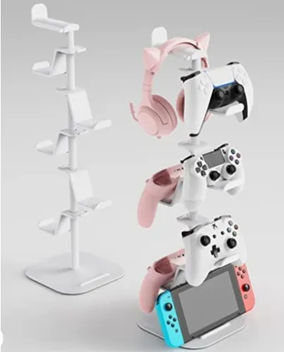 Amazon.com: MiiKARE Controller Holder 6 Tiers with Headphone Holder, Adjustable Gaming Controller Headset Stand, Game Controller Stand for All Xbox PS4 PS5 Switch Pro Crontroller Gaming Accessories - White : Video Games