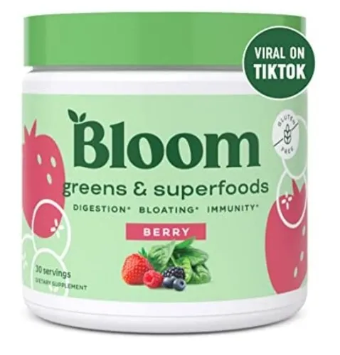 Amazon.com: Bloom Nutrition Green Superfood | Super Greens Powder Juice & Smoothie Mix | Complete Whole Foods (Organic Spirulina, Chlorella, Wheat Grass), Probiotics, Digestive Enzymes, & Antioxidants (Berry) : Health & Household