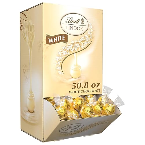 Lindt LINDOR White Chocolate Candy Truffles, White Chocolate Candy with Smooth, Melting Truffle Center, 50.8 oz., 120 Count - White Chocolate - 50.8 Ounce (Pack of 1)