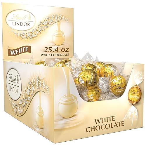 Lindt LINDOR White Chocolate Candy Truffles, White Chocolate Candy with Smooth, Melting Truffle Center, 25.4 oz., 60 Count - White Chocolate - 25.4 Ounce (Pack of 1)