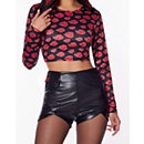Akatsuki Crop Top Long Sleeve T Shirt - Naruto Shippuden - Spencer's