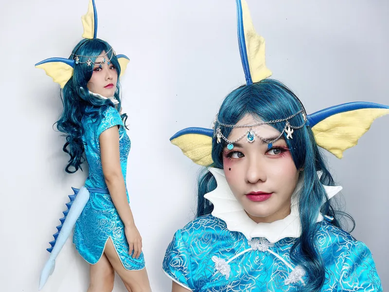 Pastel blue of Vaporeon ears + tail pokemon headband for custome