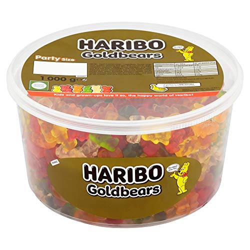 Haribo Gold Gummy Bear 1kg sweets party tub - Goldbears - 1 kg (Pack of 1)