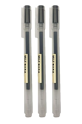 Muji Gel Ink Ball Point Pen, Black, 0.5mm, Pack of 3 (Japan Import)