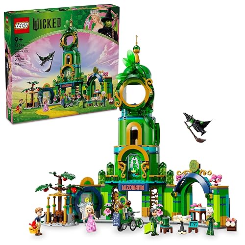 LEGO Wicked Welcome to Emerald City Building Toy - Wicked Toy for Kids, Ages 9+ - Gift for Girls and Boys with Tower Model, Glinda, & Elphaba Minidolls - 75684
