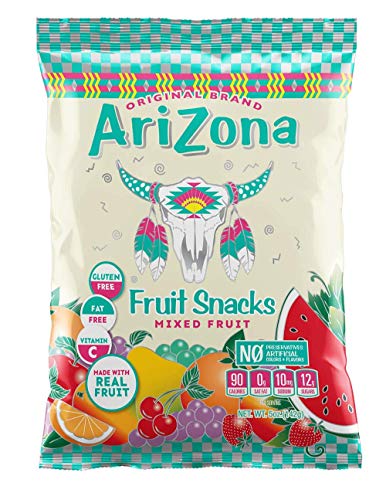 Arizona Fruit Snacks, Gluten Free Mixed Fruit Gummy Chews, 5 Ounce Individual Single Serve Bags (Pack of 12) - Mixed Fruit - 5 Ounce (Pack of 12)