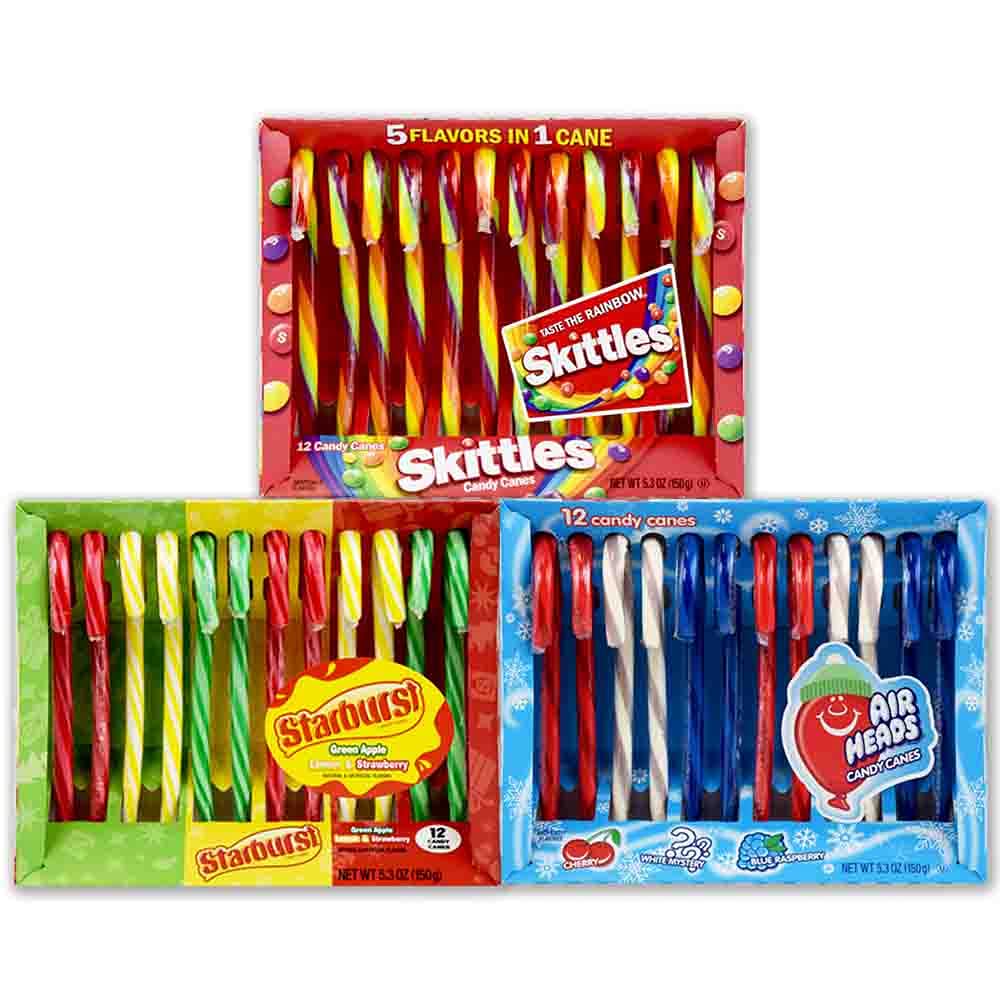 Starburst, Skittles, and Airheads Candy Cane Mixed Pack 3s - 