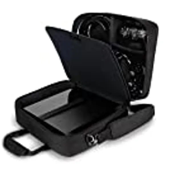 USA GEAR Console Carrying Case - PS4 Case Compatible with Playstation 4 Slim, PS4 Pro, and PS3 - Customizable Interior Store PS4 Games, PS4 Controller, PS4 Headset, and More Gaming Accessories (Black)