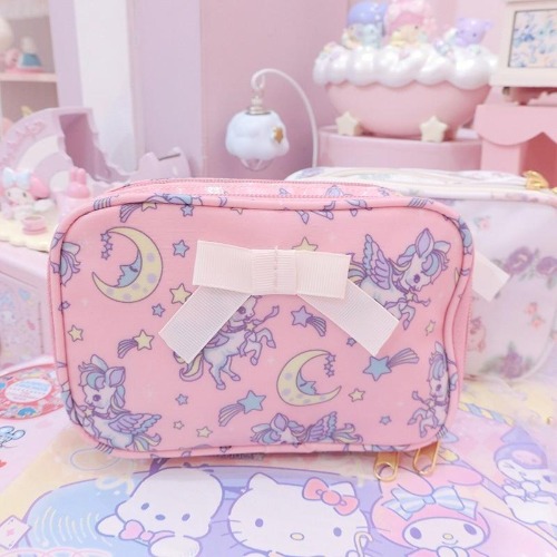 Tiny Unicorn Cosmetic Bag - Square Pink