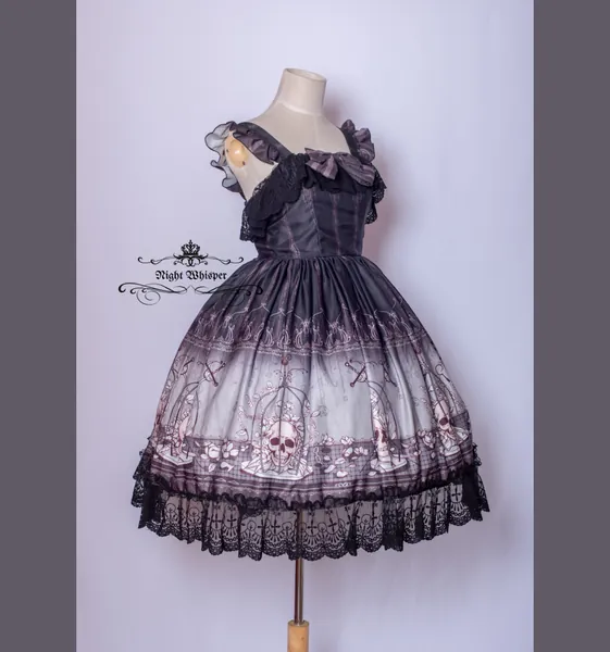 Custom Gothic Dress, Plus Size Friendly, Lolita dress, sweet gothic dress, skull in cage