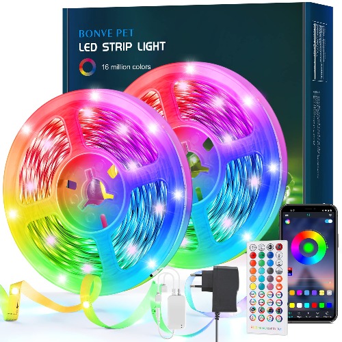 Ruban LED 15M Bande LED RGB Bande Lumineuse Flexible Multicolore avec Télécommande à 40 Touches, Synchroniser avec la Musique, pour Fête Décor pour la Maison Chambre Bar
