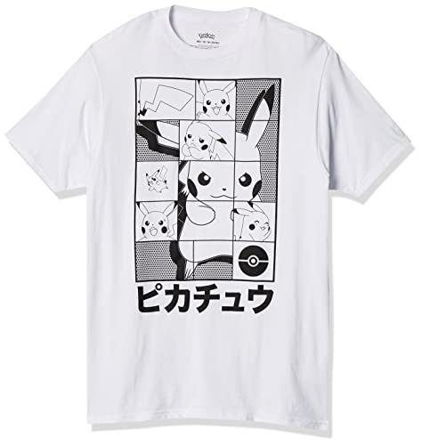 Pokemon Unisex-Adult Pokémon Pikachu Japanese Puzzle Power T-Shirt - Medium - White