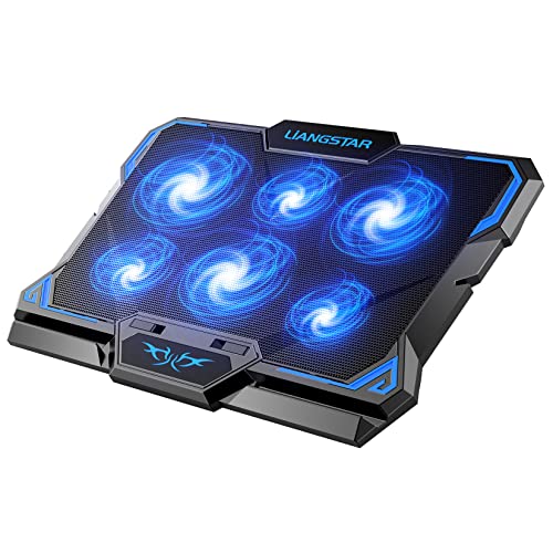 Laptop Cooling Pad, Laptop Cooler with 6 Quiet Led Fans for 15.6-17 Inch Laptop Cooling Fan Stand, Portable Ultra Slim USB Powered Gaming Laptop Cooling Pad, Switch Control Fan Speed Function - Blue