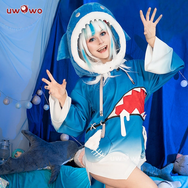 【In Stock】Uwowo Vtuber Gawr Gura Cosplay Costume Shark Cute Unisex Dress - Set A M