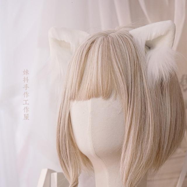 Luxury Realistic Neko Ears - White
