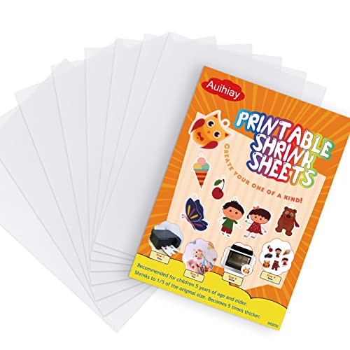 Auihiay 8 Sheets Semitransparent Printable Shrink Plastic Shrink Film Papers for Inkjet Printer Kids DIY Art and Mothers Day Gifts Craft Activity, 11.6 x 8.3 inch / 29.5 x 21 cm - 11.6 x 8.3 inch / 29.5 x 21 cm