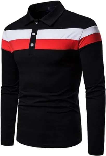 Amazon.com: MorwenVeo Men's Fashion Polo Shirts Casual Long Sleeve Golf Shirts Color Block Cotton Tops : Clothing, Shoes & Jewelry