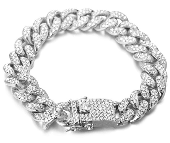 Chain for Men Iced Out Platinum White Gold Diamond Cuban Link Bracelet