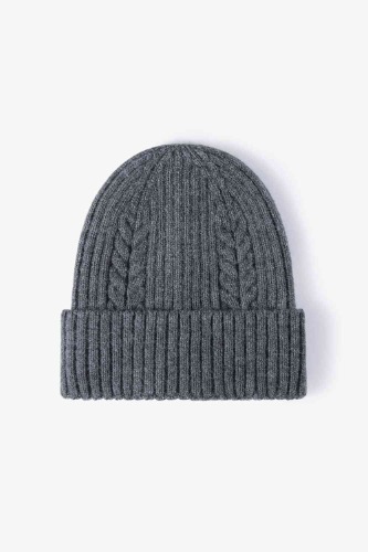 Cable-Knit Cuff Beanie - Dark Gray / One Size