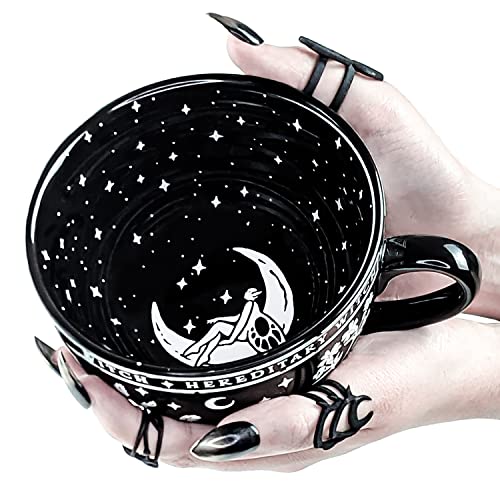 Rogue + Wolf Green Witch Large Coffee Fairy Mug in Gift Box Cottage Core Kawaii Elf Ceramic Mugs For Men Women Halloween Spooky Gifts Metaphysical Witchcraft Supplies Goth Boho Decor - 17.6oz 500ml - Green Witch