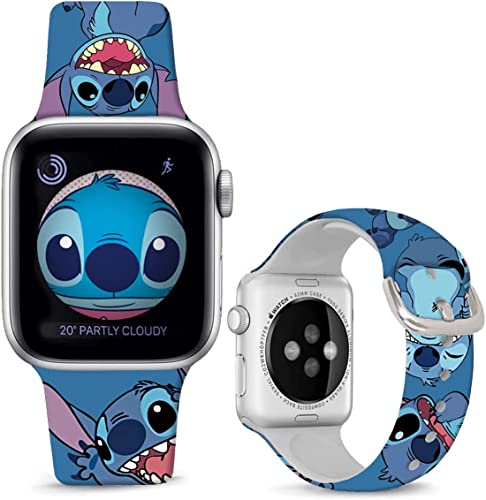Hepsun Compatible with Apple Watch Bands 42mm 44mm 45mm/Ultra 49mm 41mm 40mm 38mm Replacement Strap Soft Silicone Cartoon Design Sports Bands for iWatch Series SE/SE2 8 7 6 5 4 3 2 1 Men Women - 49/45/44/42mm - Blue