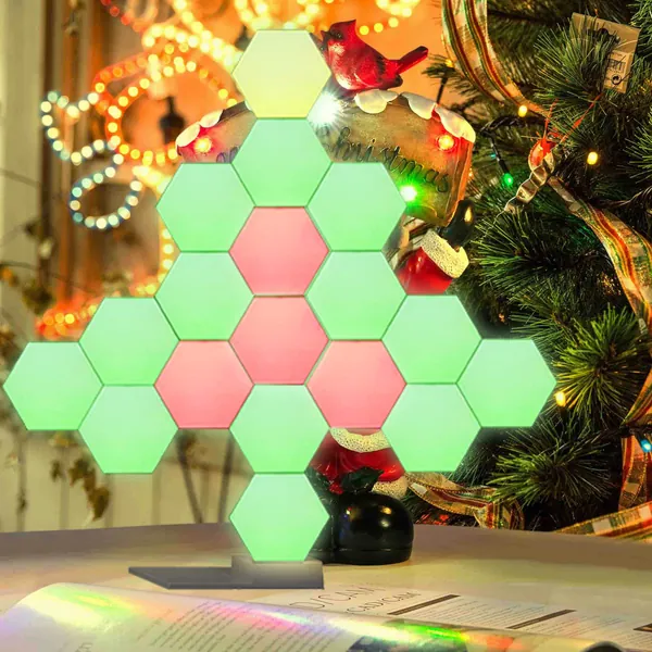 Yescom APP Control Hexagon Light 11 Pack Smart WIFI LED Panels Creative Lamp 16 Million Colors Music Sync Work with Alexa & Google for Bedroom Gaming Rooms