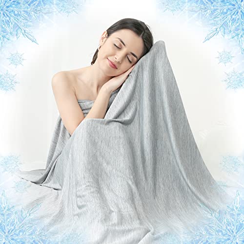 Elegear Revolutionary Cooling Blanket Absorbs Heat to Keep Adults/Children/Babies Cool on Warm Nights, Japanese Q-Max>0.4 Arc-Chill Cooling Fiber, Breathable, Comfortable, Hypo-Allergenic, All-Season - Gray - 59" x 79"
