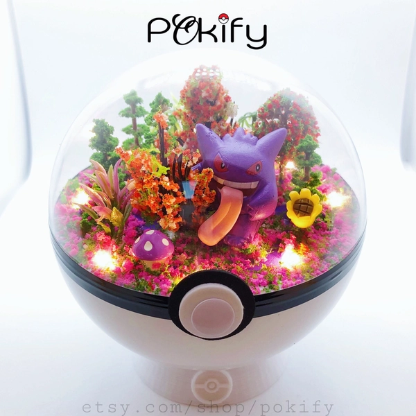 Gengar Pokemon Terrarium Diorama Dome Pokeball Planter Action Figure Toy Birthday Invitation Gift Anniversary Valentines Day for Him/Her