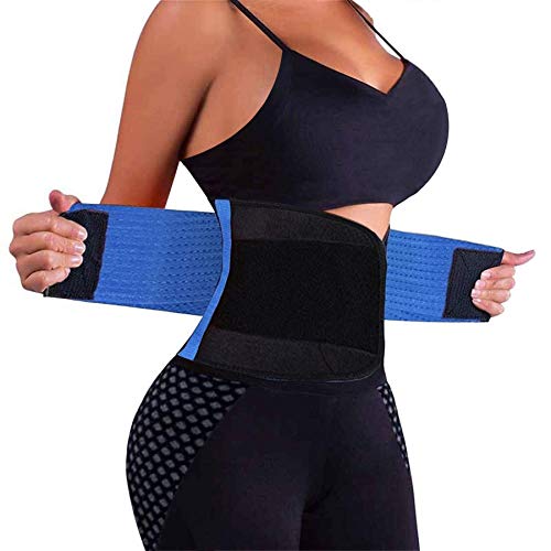 VENUZOR Waist Trainer Belt for Women - Waist Cincher Trimmer - Slimming Body Shaper Belt - Sport Girdle Belt (UP Graded) - Blue - Medium