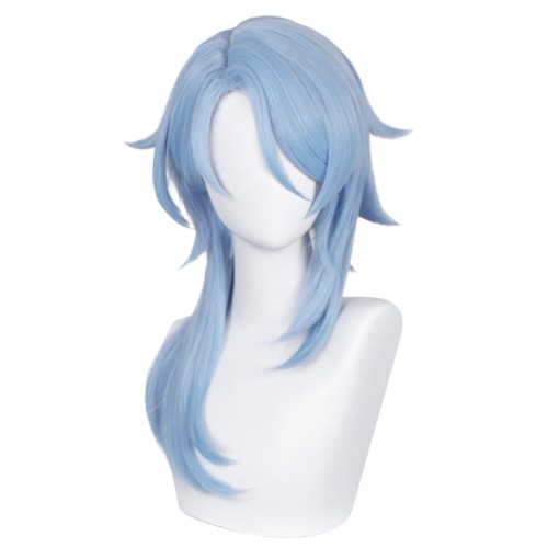 SL Ice Blue Wig for Ayato Cosplay Wig for Genshin Anime Long Fluffy Spiky Heat Resistant Wig for Halloween Party + Cap - for Ayato Kamisato