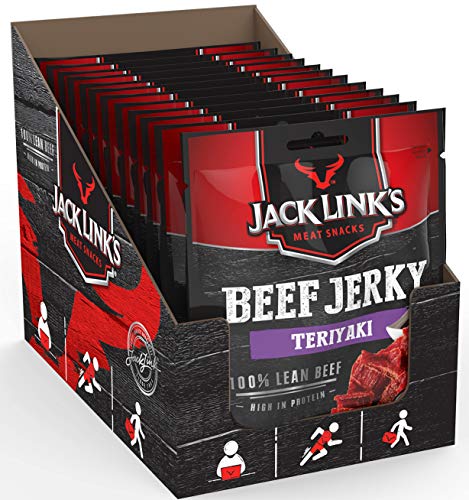 Jack Link's Beef Jerky Teriyaki – 12er Pack (12 x 40 g) – Proteinreiches Trockenfleisch vom Rind – Getrocknetes High Protein Dörrfleisch