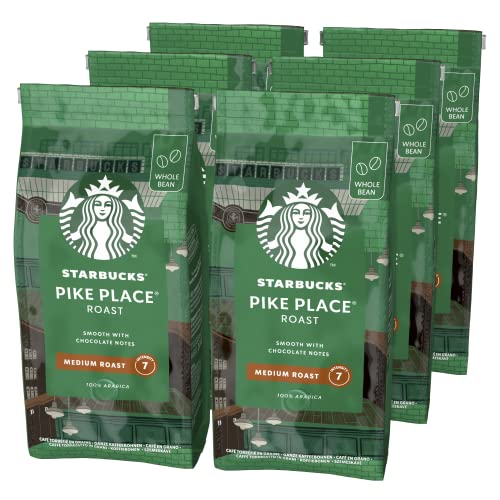 STARBUCKS Pike Place Roast, Mittlere Röstung, Ganze Kaffeebohnen 200g (6er Pack) - Pike Place - Kaffee - 200 g (6er Pack)