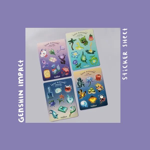 Genshin Impact Sticker Sheet | Sticker set | Items and Animals