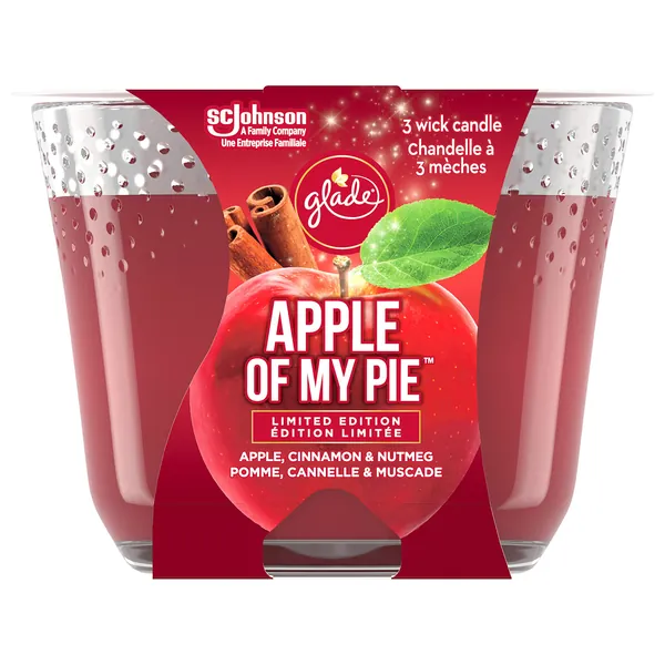 Glade Scented Candle, Apple Cinnamon, Air Freshener Infused with Essential Oils, 3-Wick Candle, 1 Count