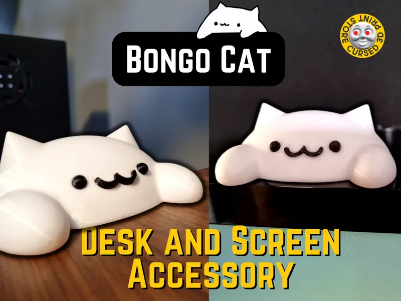 Bongo Cat Meme Desk and Screen Accessories | Desk Decoration | Screen Topper | Gamer Gift