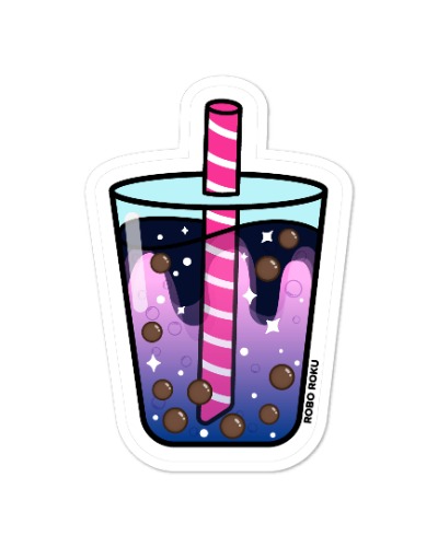 Nebula Bubble Tea Glossy Laminated Sticker